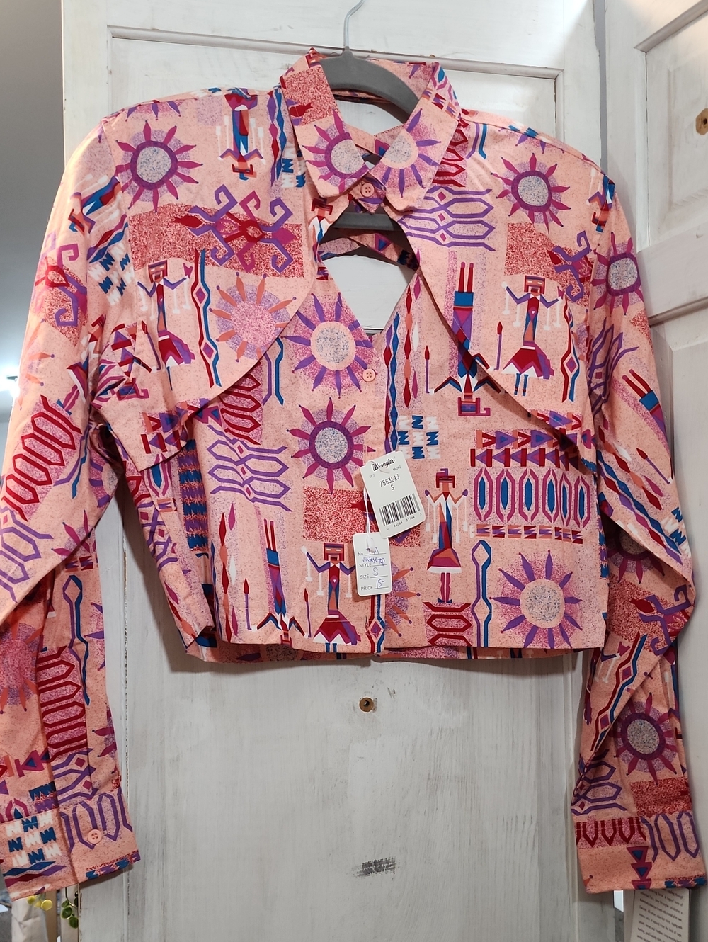 Women's Vintage Pink Patterned Cropped Top